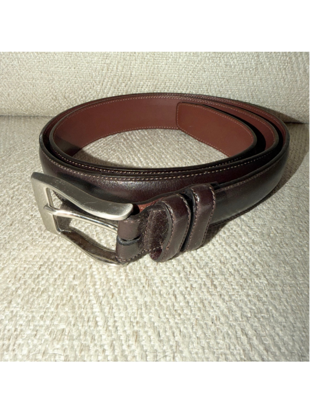 EUC Men’s Size 36 Perry Ellis Portfolio Genuine Cowhide Dk Brown Dress Belt